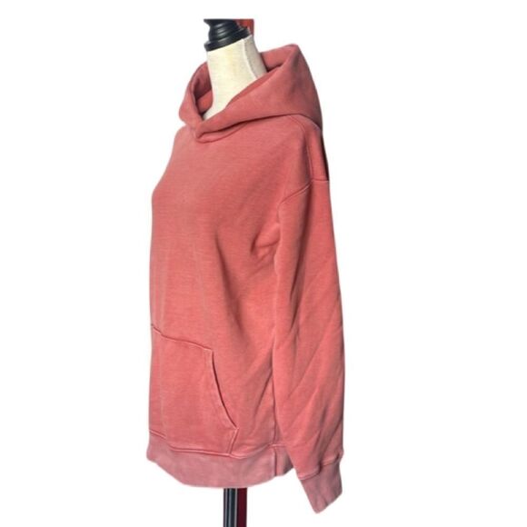Abercrombie & Fitch Deep Rose Relaxed Fit Semi-Distressed Pullover Hoodie (Small - Picture 1 of 11